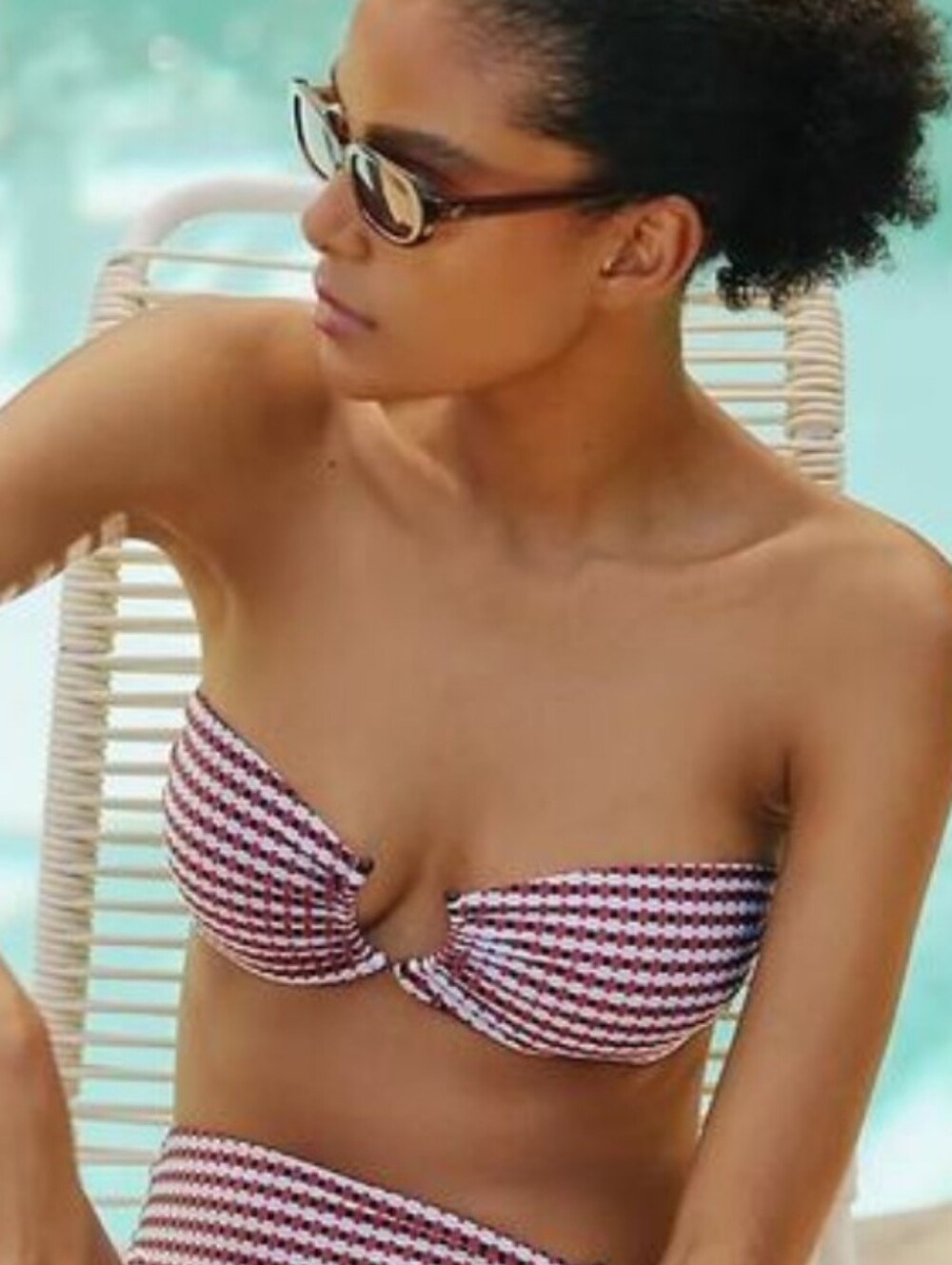 Jets Australia Zarla Geo Bandeau Bikini Top - Ruby New Size US 8 Women's